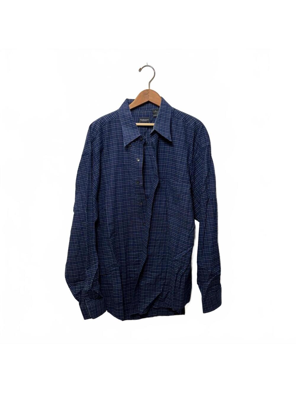 Van Heusen Navy Windowpane Check Shirt XL